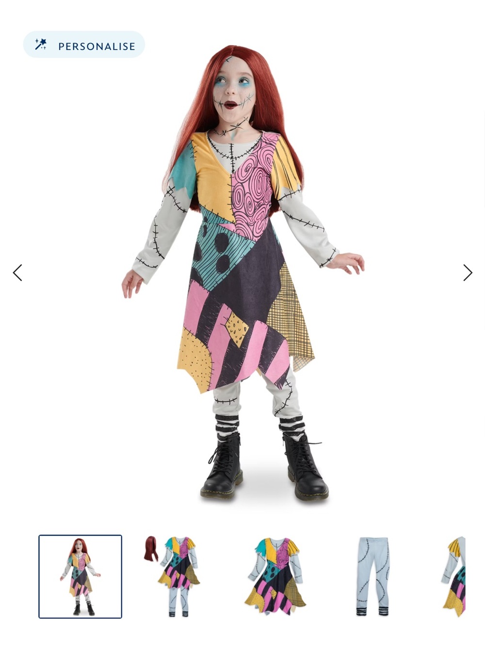 Disney store Sally 3 piece costume The Nightmare before Christmas
